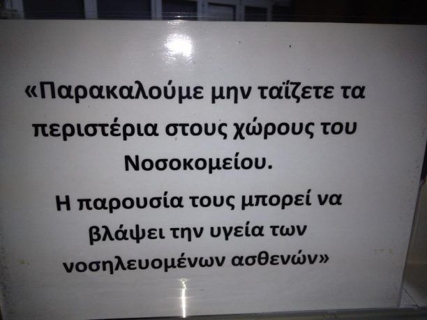 Γενικό Νοσοκομείο Αθηνών «Αλεξάνδρα»: Τα περιστέρια βλάπτουν τους ασθενείς…